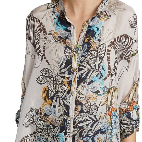 JOHNNY WAS Shining Agatha Silk Shirt Button Down Top RARE!!! - Picture 3 of 13
